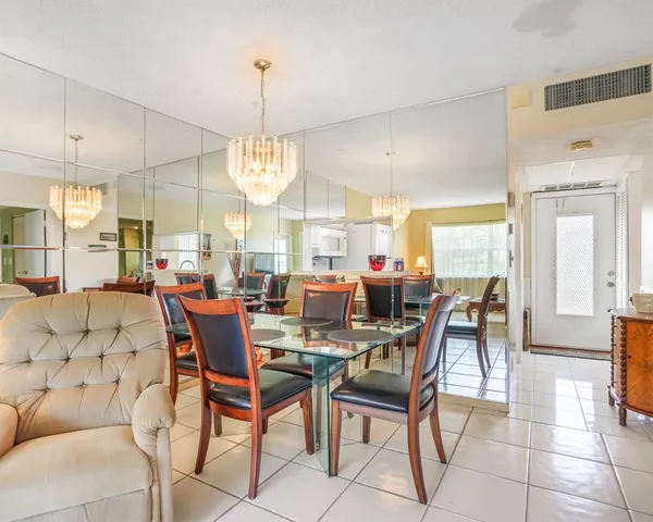 a view of a dining area with furniture window and outside view
