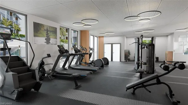 a view of a room with gym equipment