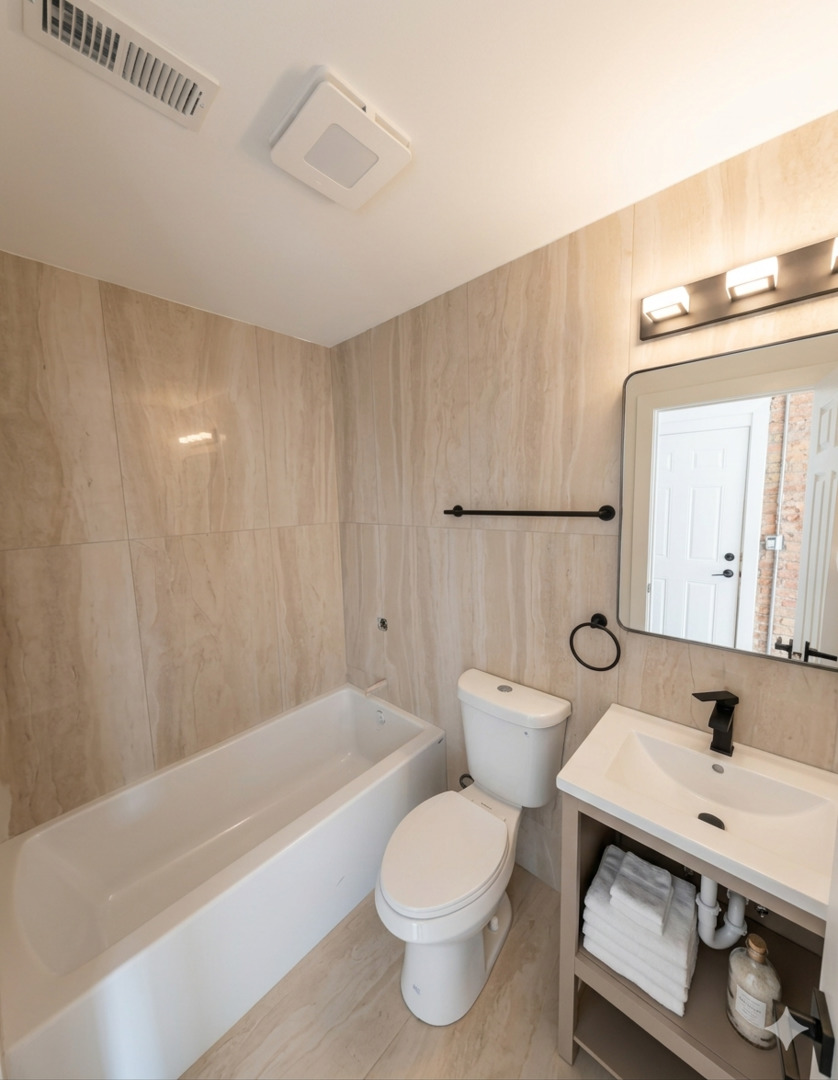 616 West Patterson Avenue, Unit 2W Chicago, IL 60613 - Photo 15 of 18 a bathroom with a toilet a sink and bathtub