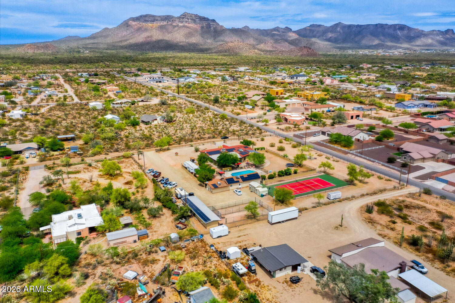 10226 East Iris Road Mesa, AZ 85207 - Photo 41 of 53 Property Aerial View with Mountains