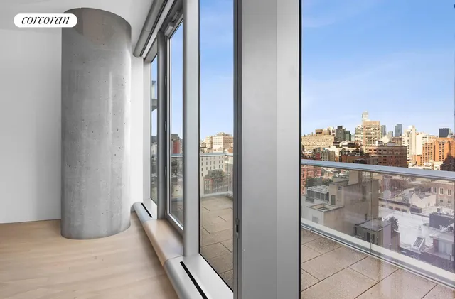 a view of a city with tall buildings