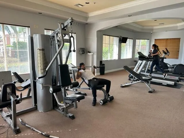 a view of a park with swings