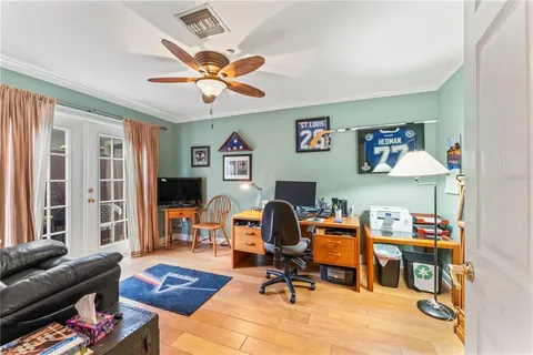 a workspace with furniture