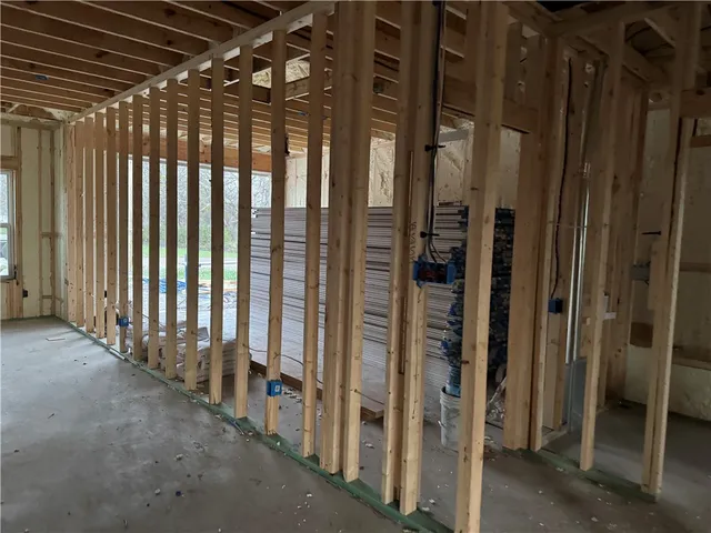 a view of a porch of a house