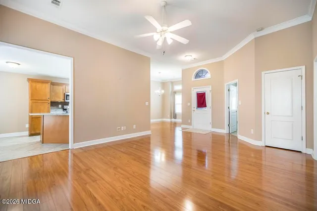 a view of livingroom with wooden floor