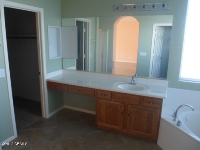 3469 East Cabazon Court Gilbert, AZ 85297 - Photo 20 of 25 a bathroom with a double vanity sink and a mirror