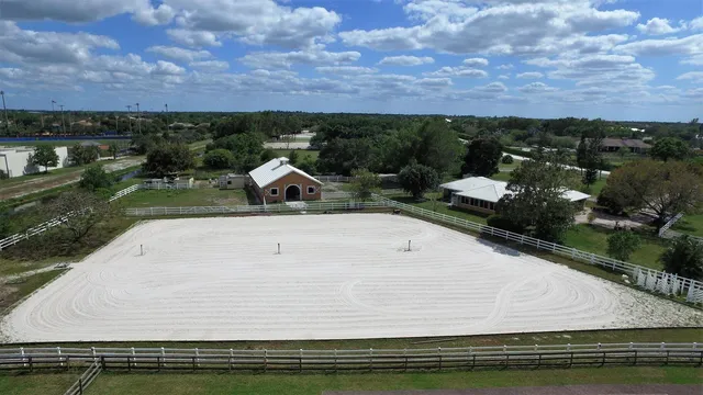 a view of a lake with a garden