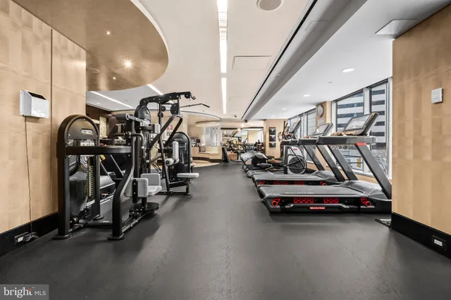a view of a room with gym equipment