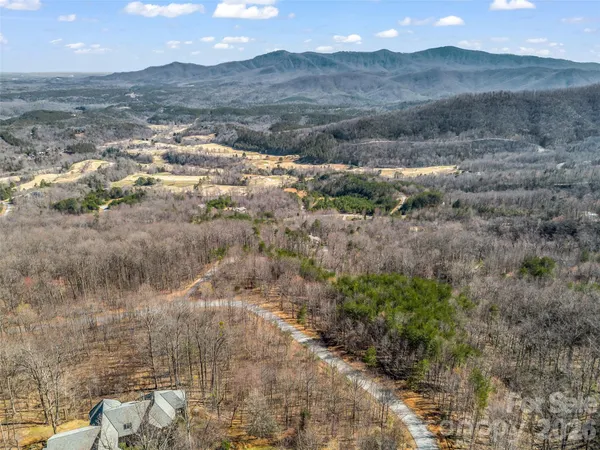 a view of a yard and mountain