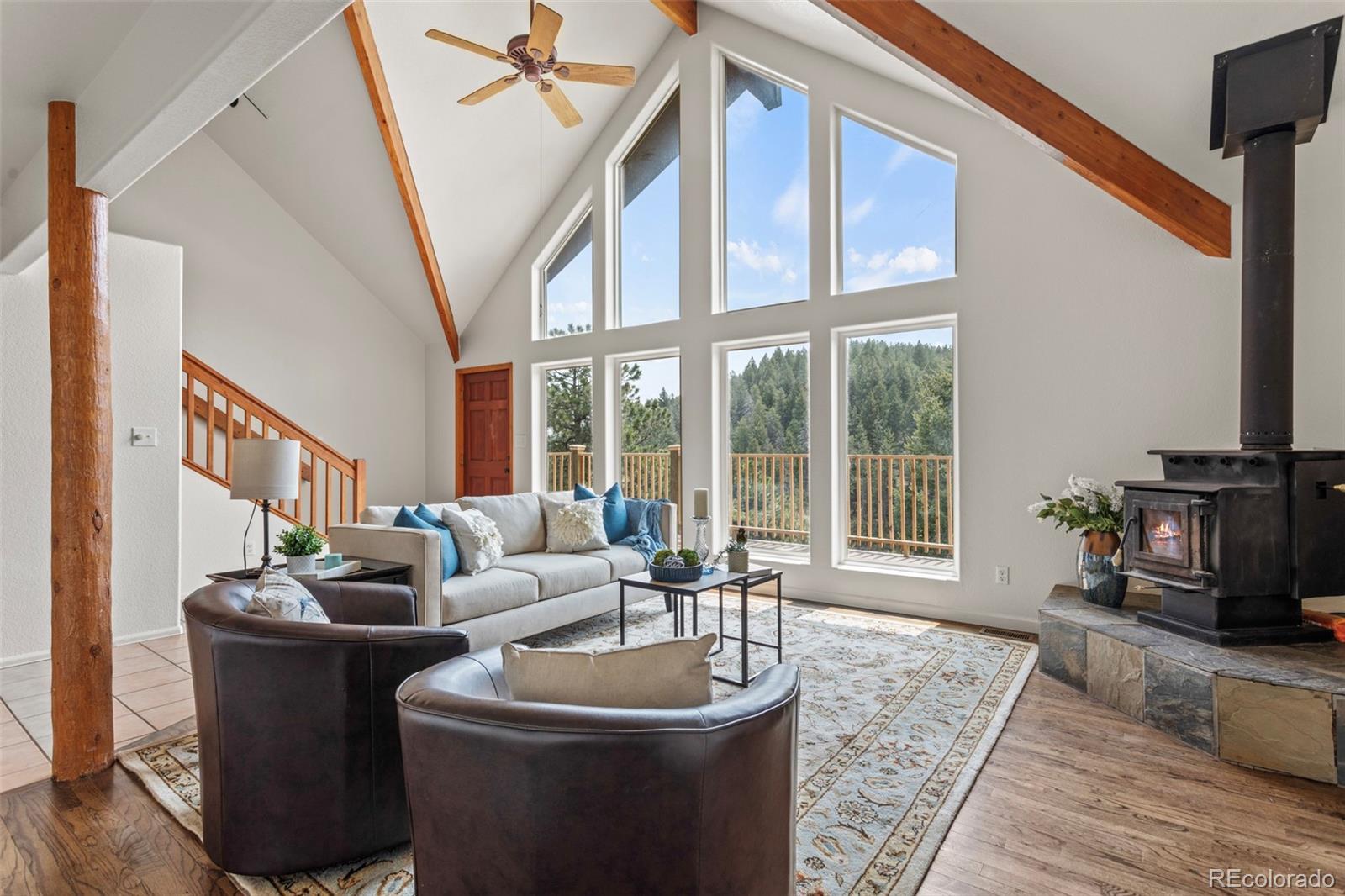 12183 Arnett Ranch Road Littleton, CO 80127 - Photo 5 of 28 a living room with furniture a flat screen tv and a large window