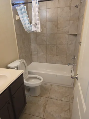 a bathroom with a toilet and a bathtub