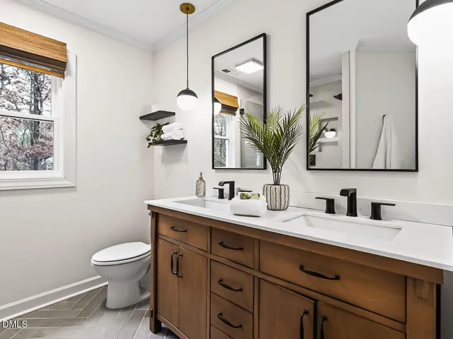 a bathroom with a toilet a sink and mirror