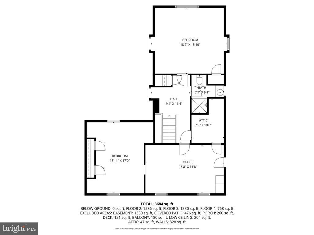 119 High Street Chestertown, MD 21620 - Photo 57 of 60 Third Floor Plan w/ 2 Bedrooms, Office & Hall Bath
