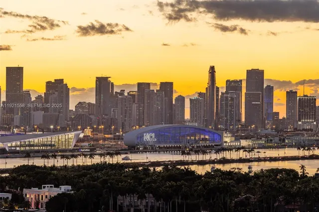 a view of a city with tall buildings