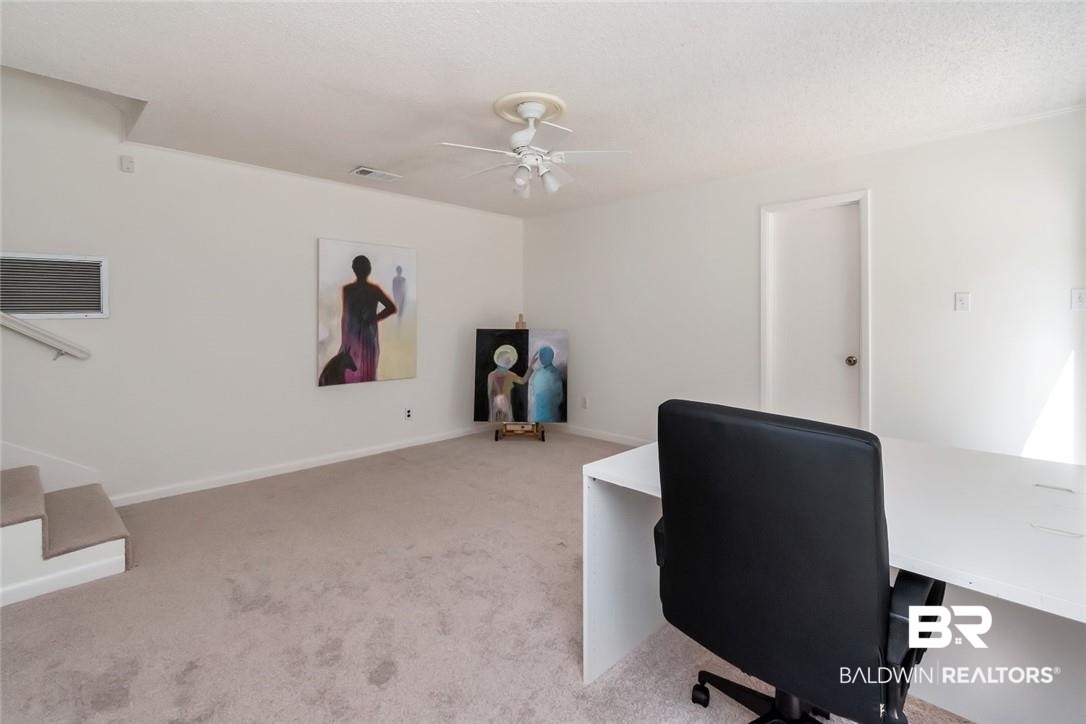 305 Fern Hill Court Mobile, AL 36608 - Photo 37 of 53 Office space with ceiling fan and light colored carpet