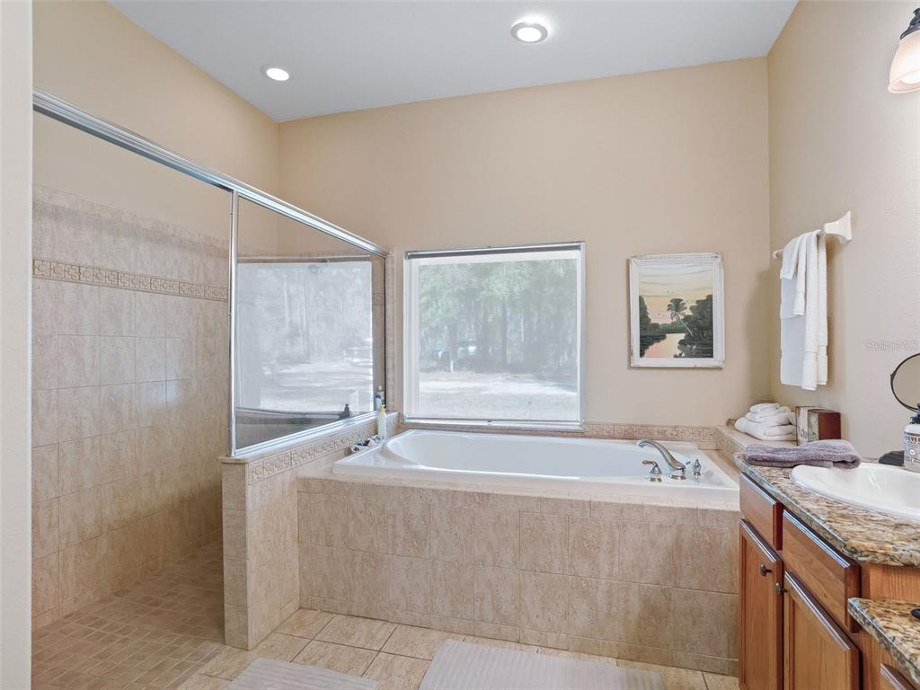 11670 Southeast 6th Street Williston, FL 32696 - Photo 22 of 63 a spacious bathroom with a granite countertop tub sink and mirror