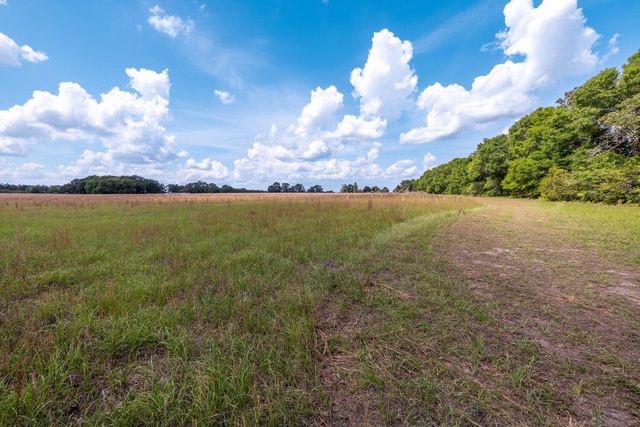 a view of a lake with a big yard