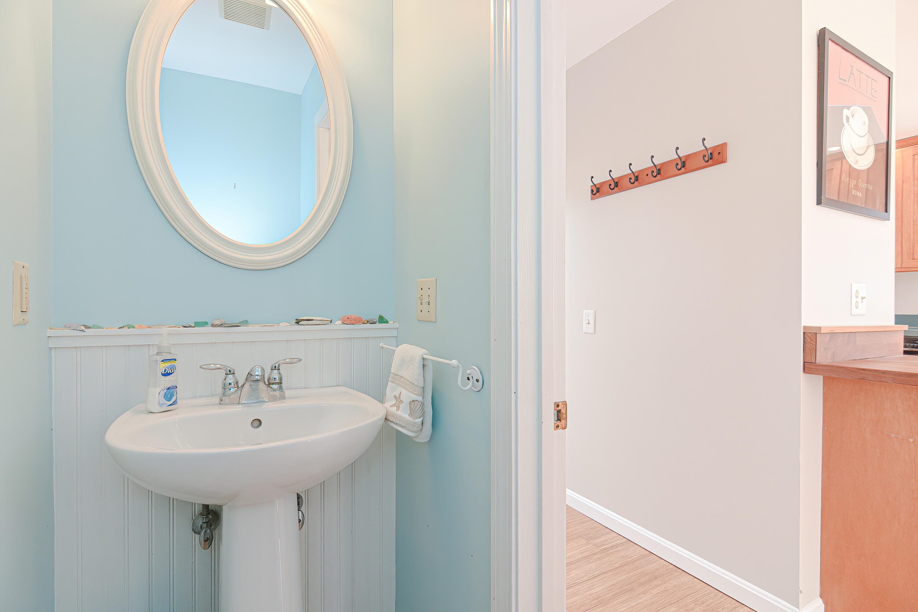 155 Gross Hill Road Wellfleet, MA 02667 - Photo 22 of 52 a bathroom with a sink and a mirror