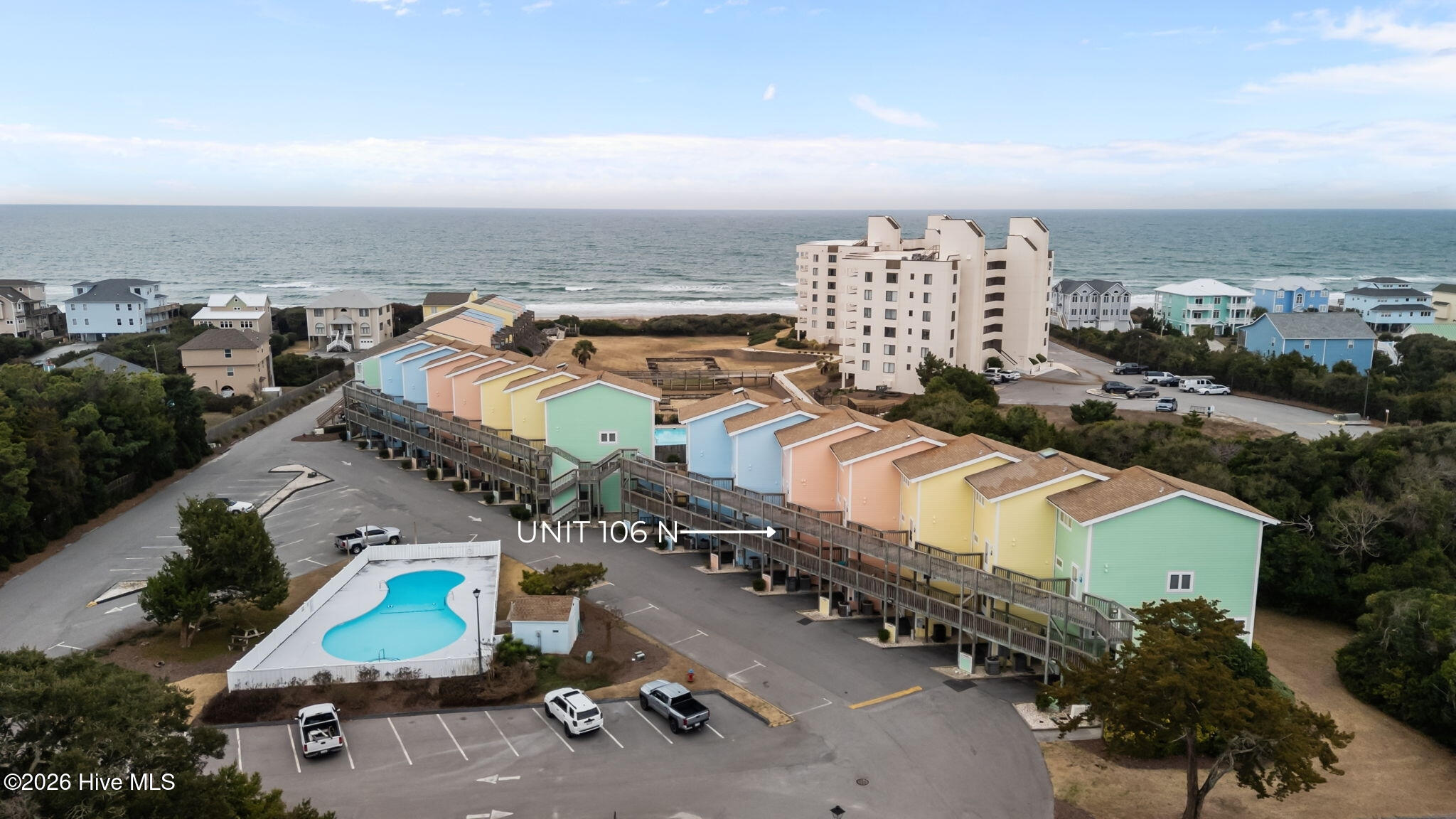 8801 Reed Drive, Unit N 106 Emerald Isle, NC 28594 - Photo 9 of 50 Aerial view looking towards the ocean