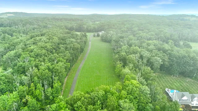 a view of a green field with lots of bushes