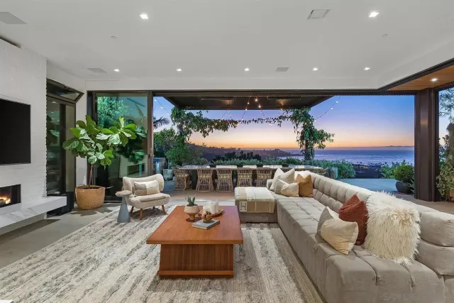 a outdoor space with furniture and umbrella