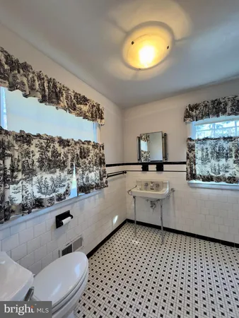 a bathroom with a sink a toilet and mirror