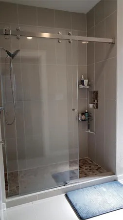 a bathroom with a shower