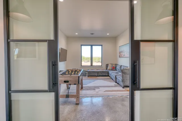 a living room with furniture