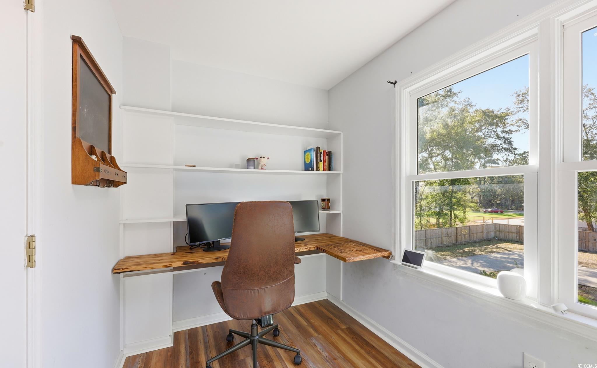 78 Wicklow Way Pawleys Island, SC 29585 - Photo 15 of 37 Home office featuring dark wood finished floors and built in study area