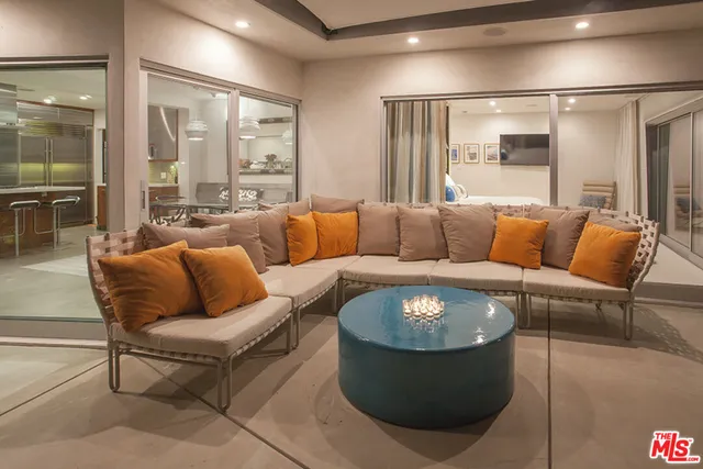 a view of a house with a large window