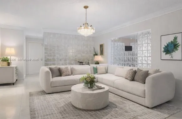 a living room with couches a fireplace and a dining table with a large window