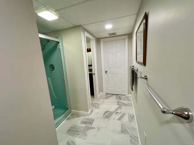 a storage room with washer and dryer