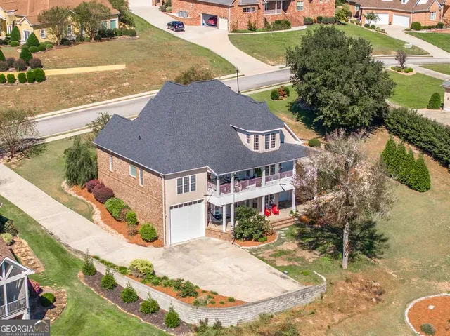 an aerial view of a house