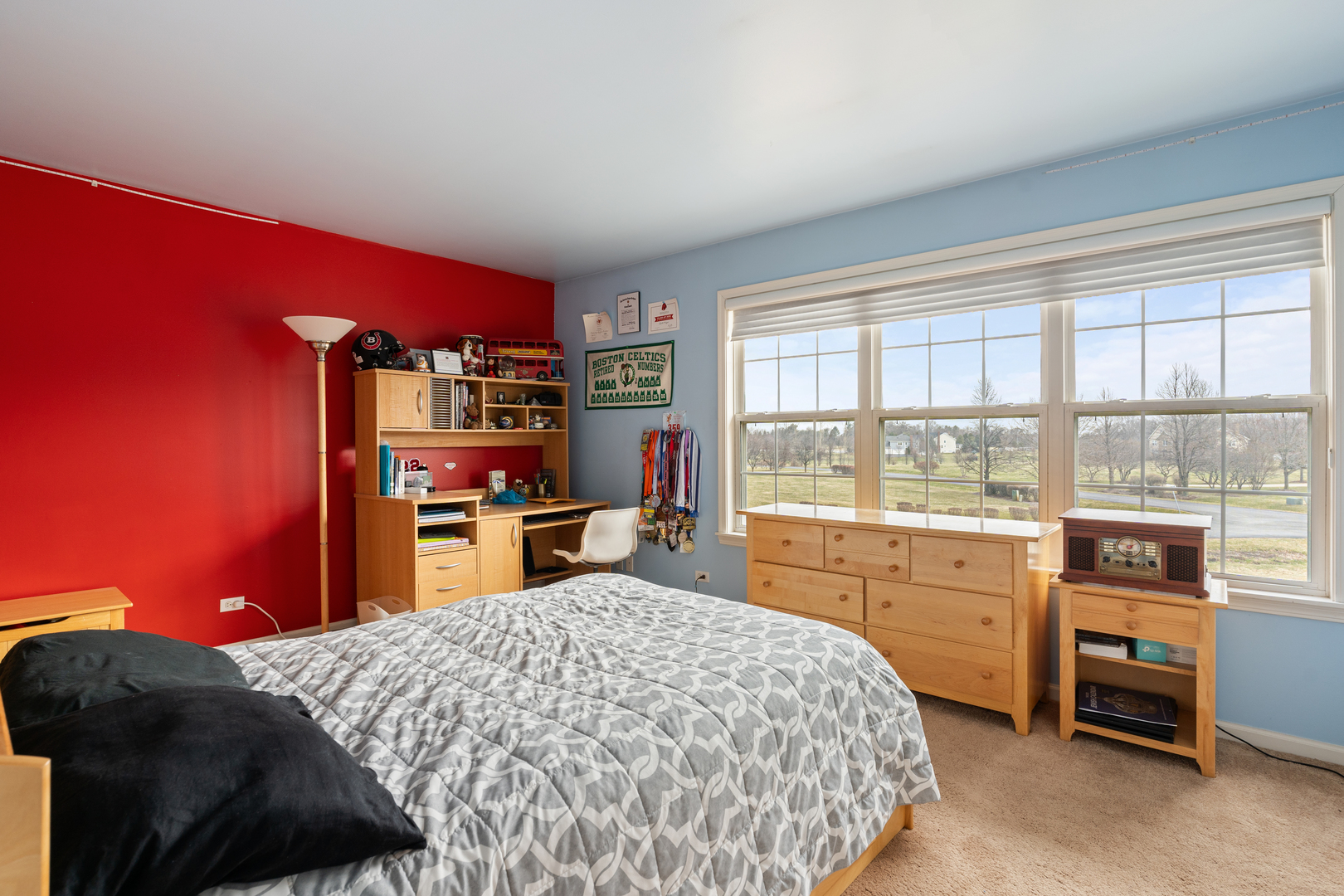 809 Magnuson Court Barrington, IL 60010 - Photo 16 of 33 a bedroom with a bed a dresser and a large window