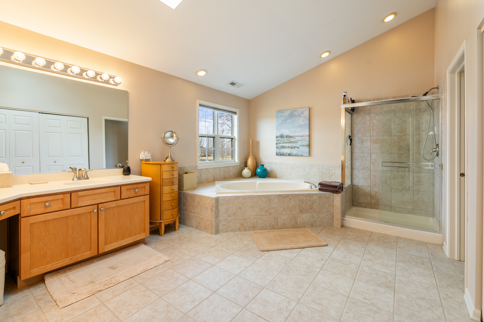809 Magnuson Court Barrington, IL 60010 - Photo 21 of 33 a spacious bathroom with a tub sink shower and mirror