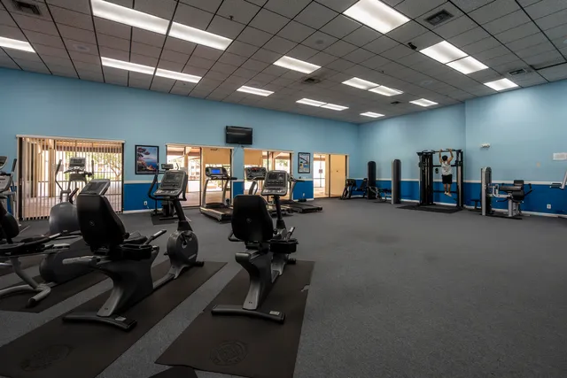 a view of a room with gym equipment