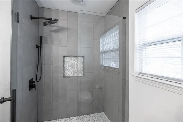 a bathroom with a shower