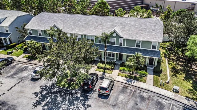 an aerial view of a house