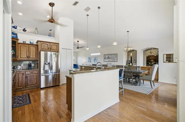 an aerial view of a house having swimming pool