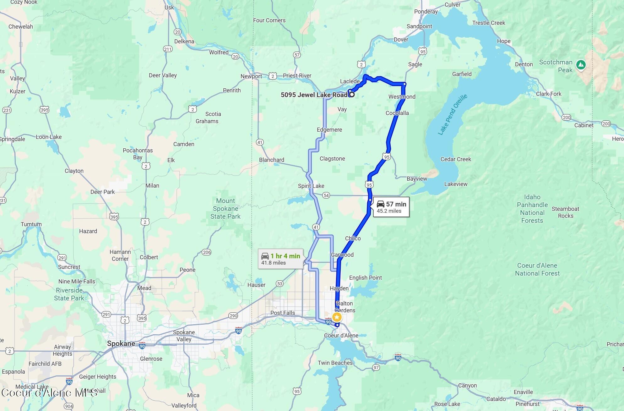 5095 Jewel Lake Road Sagle, ID 83860 - Photo 23 of 25 distance to kootenai health