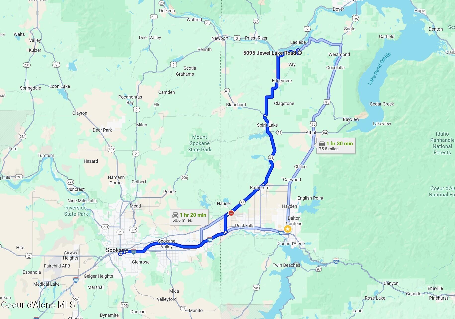 5095 Jewel Lake Road Sagle, ID 83860 - Photo 24 of 25 distance to sacred heart hospital