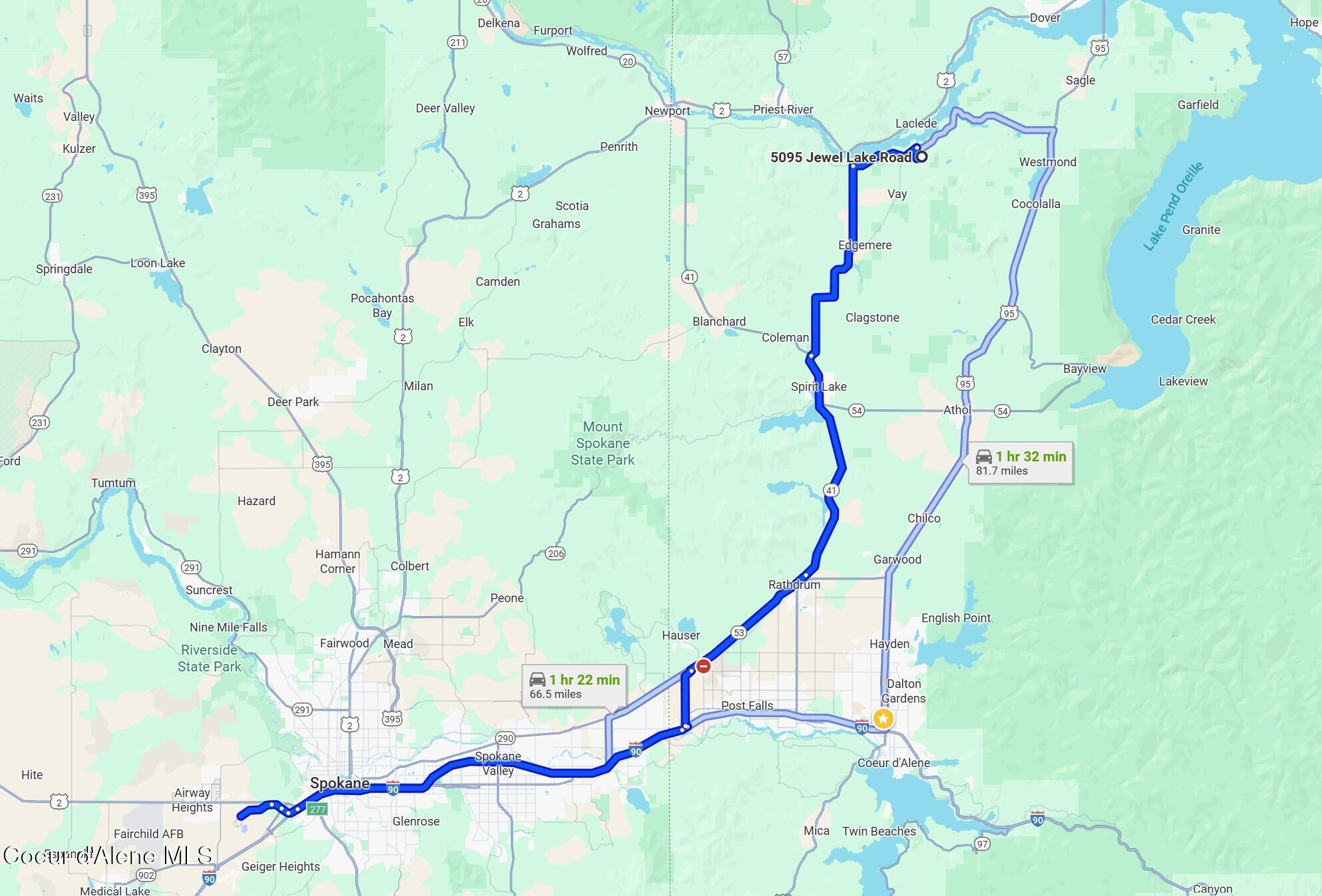 5095 Jewel Lake Road Sagle, ID 83860 - Photo 25 of 25 distance to spokane airport