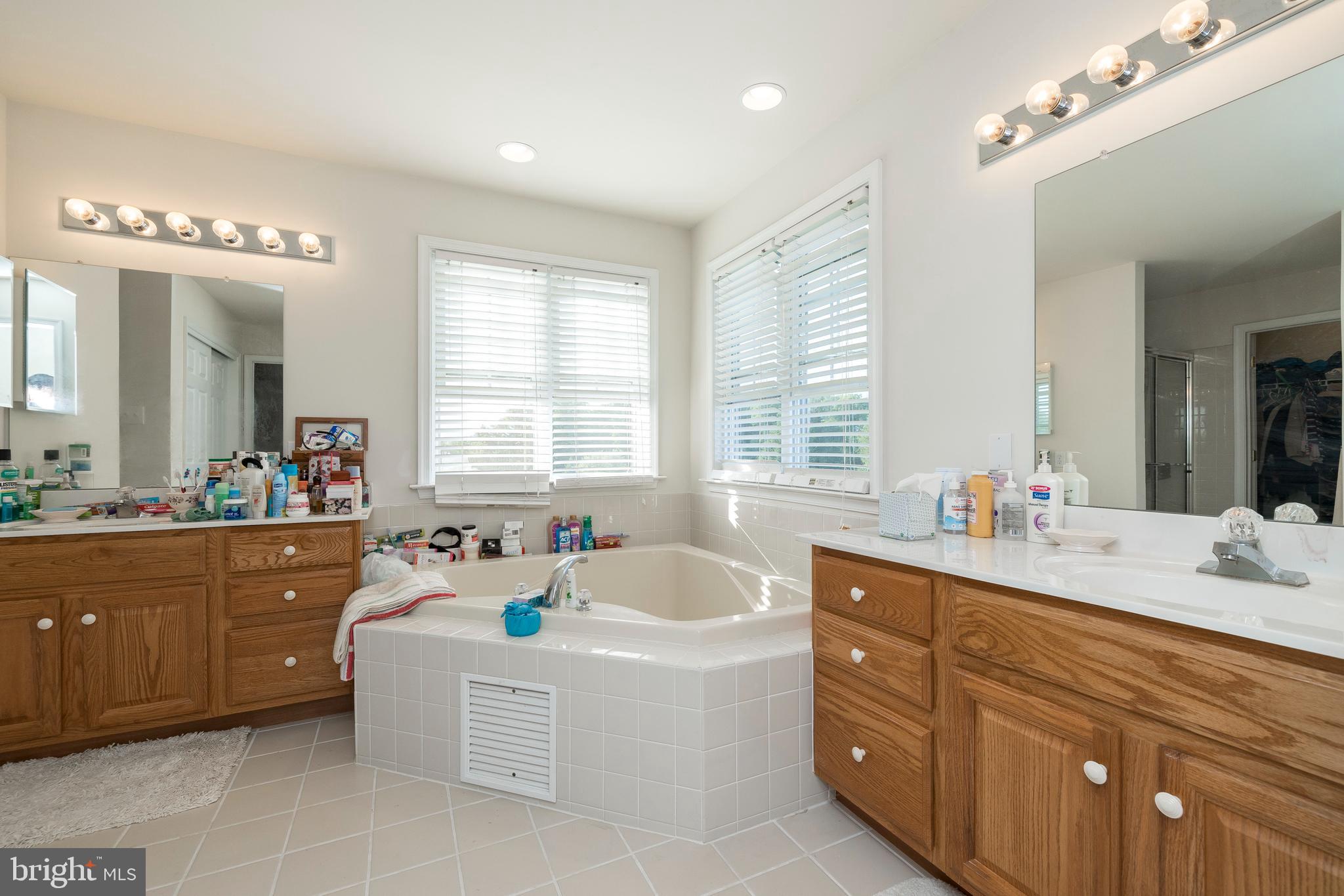 877 Church Road Harleysville, PA 19438 - Photo 19 of 48 a spacious bathroom with a tub double vanity sink a mirror a window and vanity