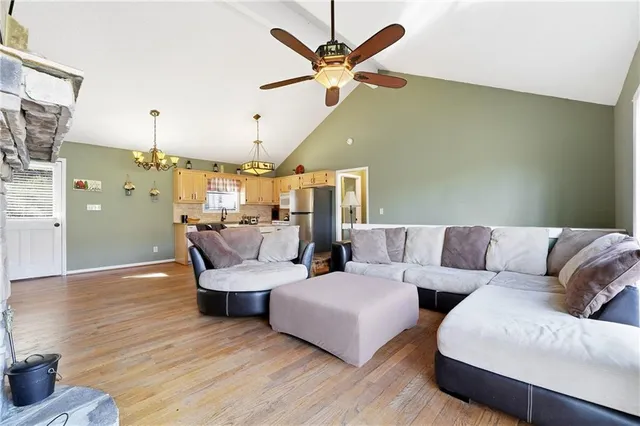 a living room with couches and a coffee table