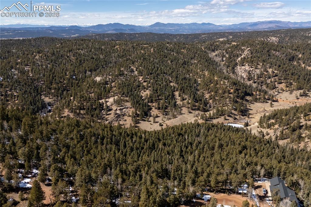 81 Haven Road Divide, CO 80814 - Photo 8 of 24 Drone / aerial view of a mountainous background and a heavily wooded area