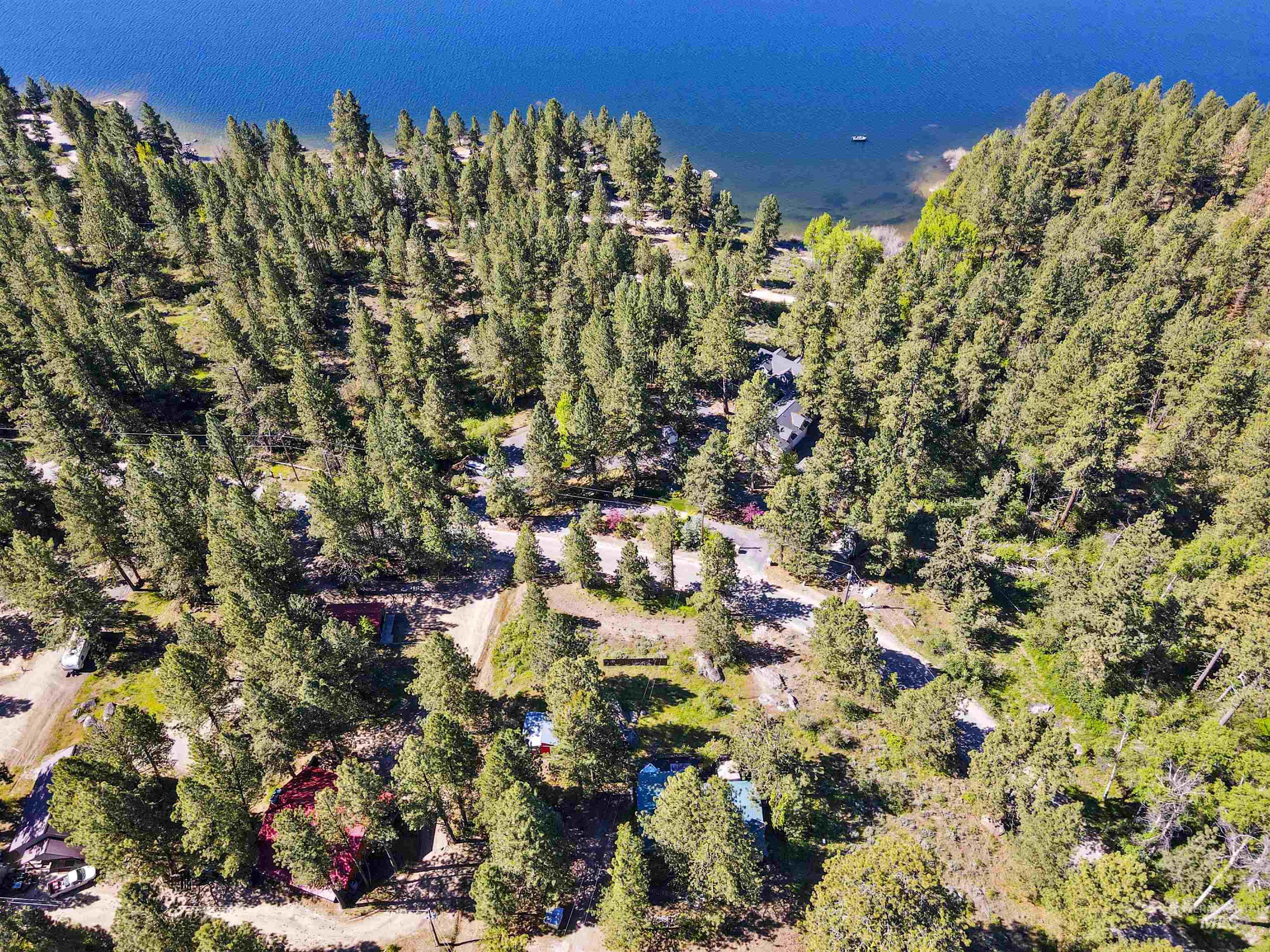 3 Laguna Place Cascade, ID 83611 - Photo 33 of 43 Expansive forested terrain with lake frontage, encompassing a freshwater lake and distant snow-capped mountains