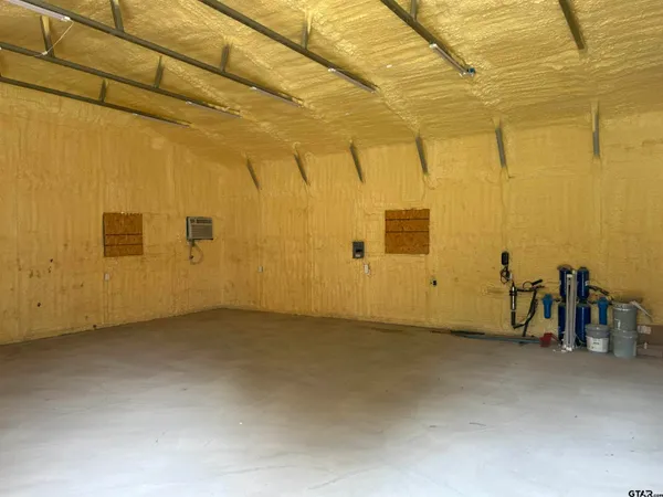 a view of a room with painted walls