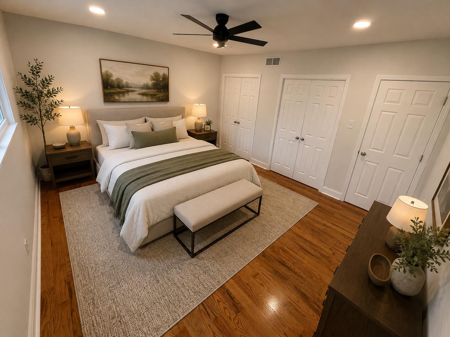 1104 Church Road Wyncote, PA 19095 - Photo 13 of 31 a bedroom with a bed and a chandelier