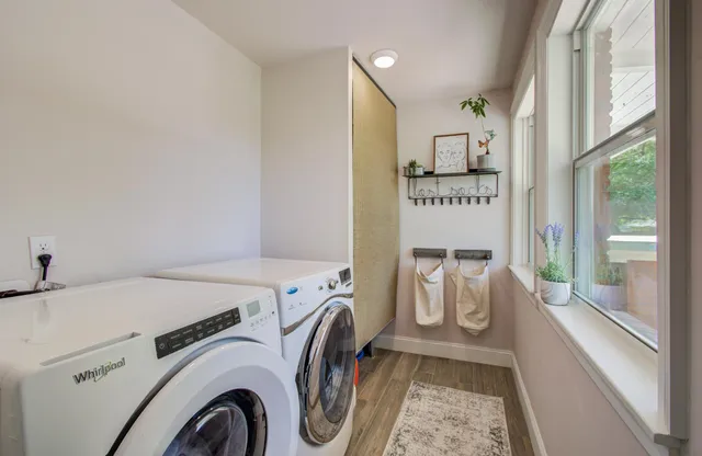 a utility room with dryer and washer