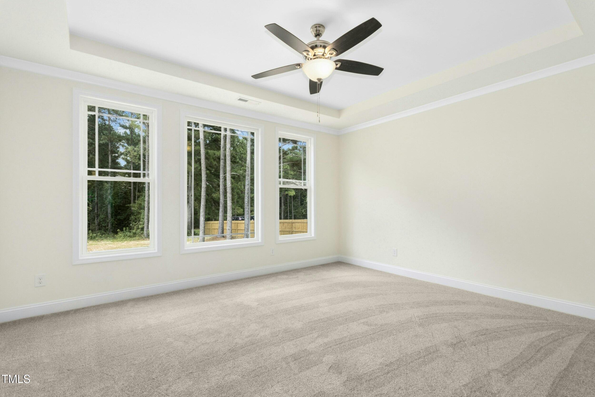 776 Shadetree Road Benson, NC 27504 - Photo 18 of 35 an empty room with a ceiling fan and windows